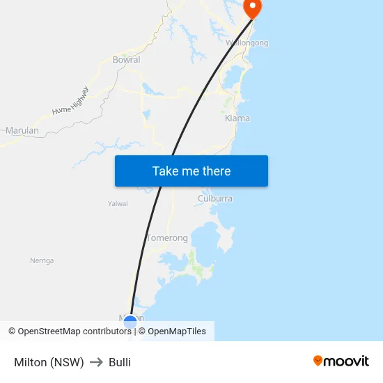 Milton (NSW) to Bulli map