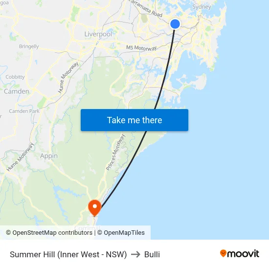 Summer Hill (Inner West - NSW) to Bulli map