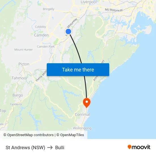 St Andrews (NSW) to Bulli map