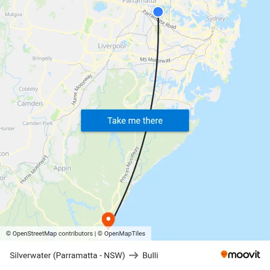Silverwater (Parramatta - NSW) to Bulli map