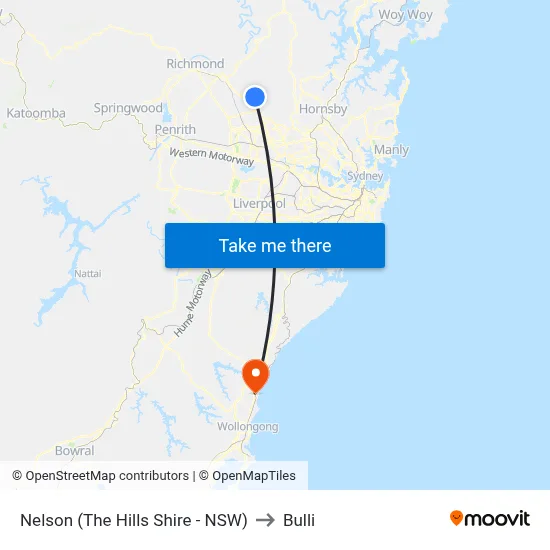 Nelson (The Hills Shire - NSW) to Bulli map