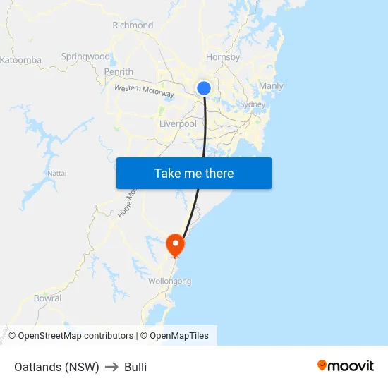 Oatlands (NSW) to Bulli map