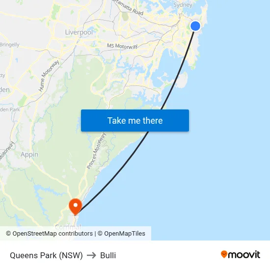Queens Park (NSW) to Bulli map