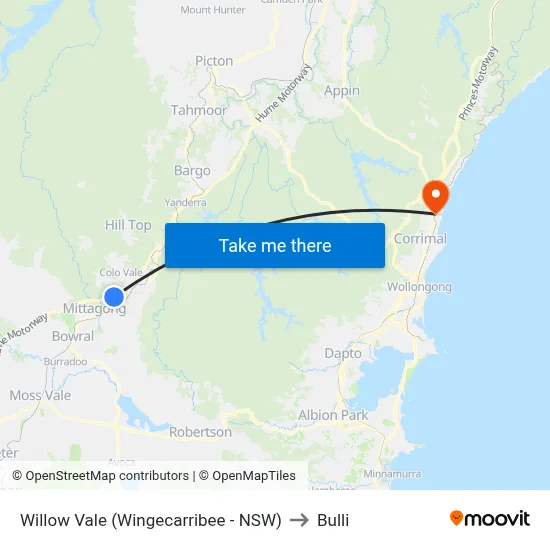 Willow Vale (Wingecarribee - NSW) to Bulli map
