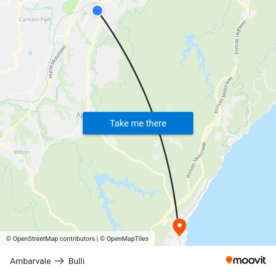 Ambarvale to Bulli map