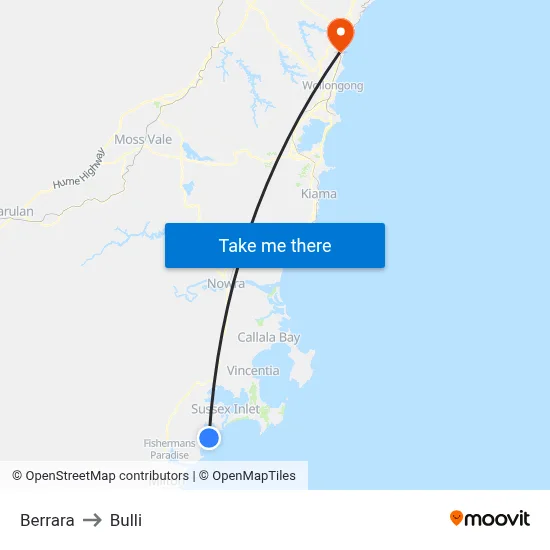 Berrara to Bulli map
