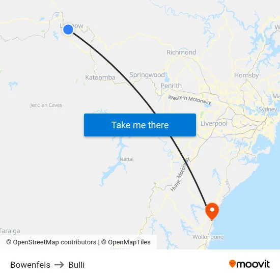 Bowenfels to Bulli map