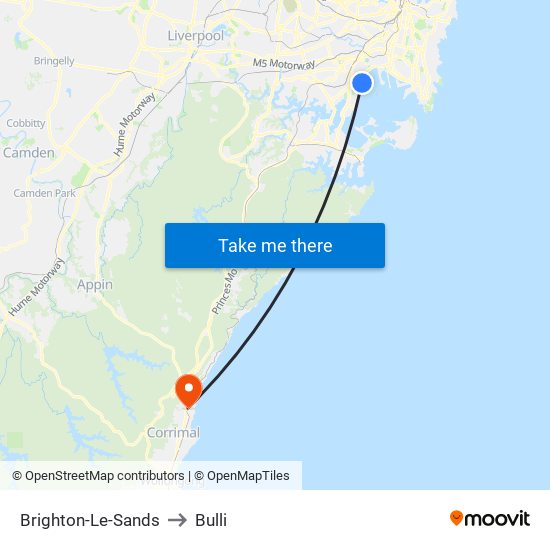 Brighton-Le-Sands to Bulli map