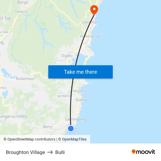 Broughton Village to Bulli map