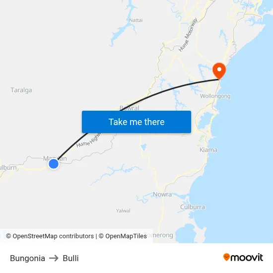 Bungonia to Bulli map