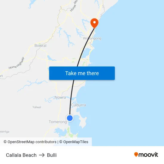 Callala Beach to Bulli map
