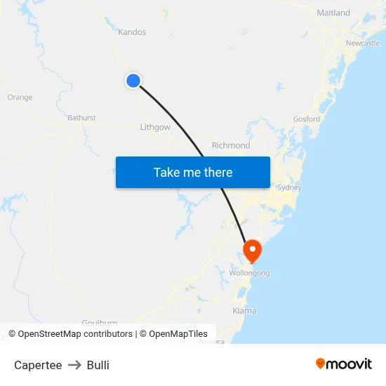 Capertee to Bulli map