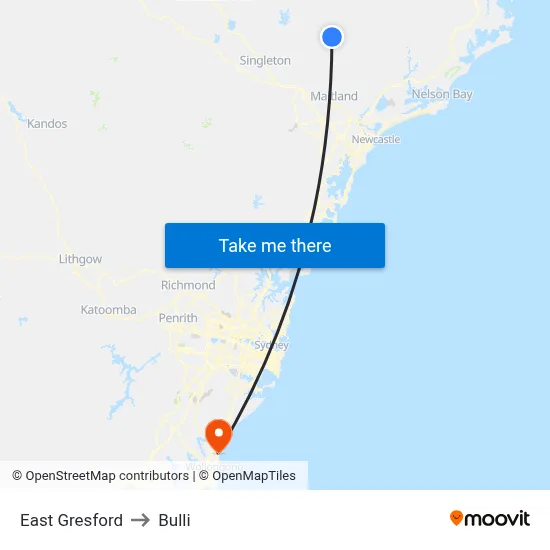 East Gresford to Bulli map