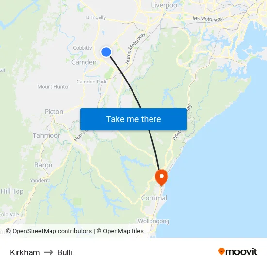 Kirkham to Bulli map