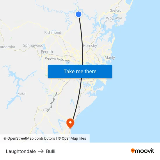 Laughtondale to Bulli map