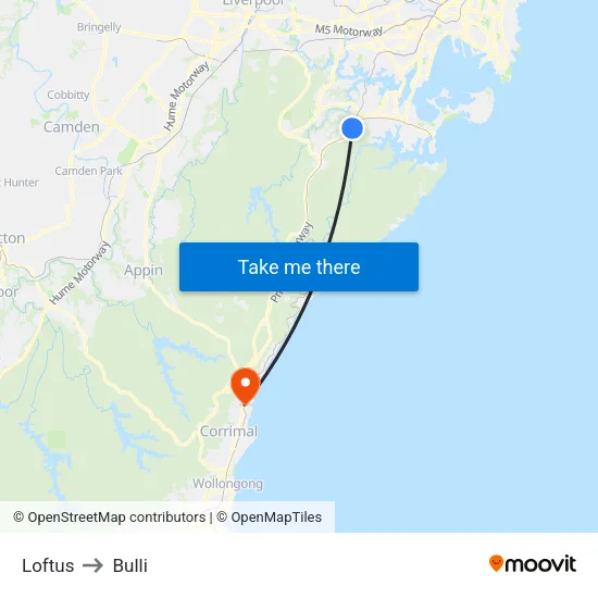 Loftus to Bulli map