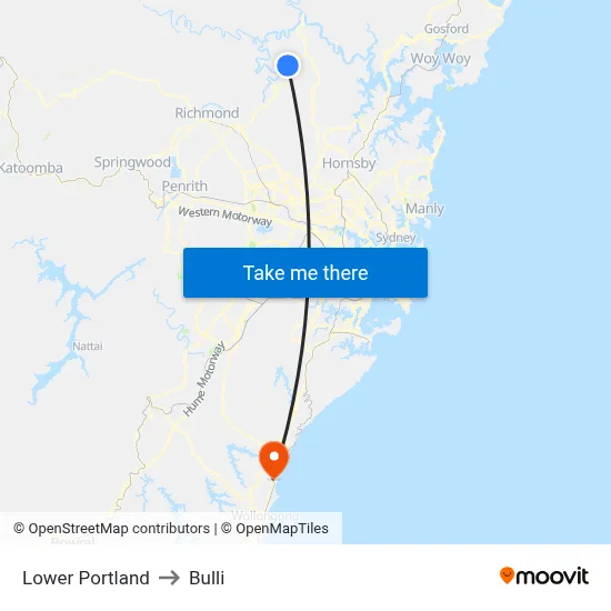 Lower Portland to Bulli map