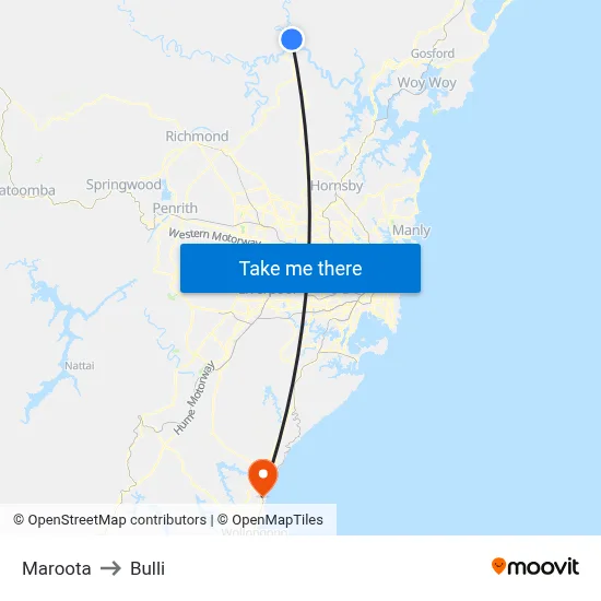 Maroota to Bulli map