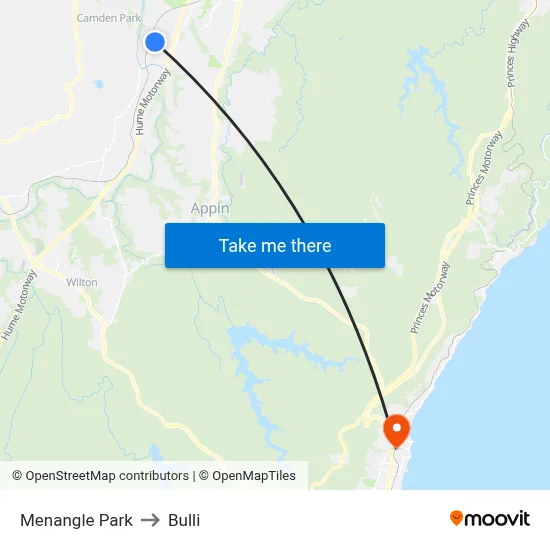 Menangle Park to Bulli map