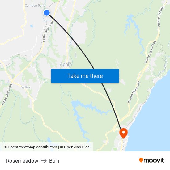 Rosemeadow to Bulli map