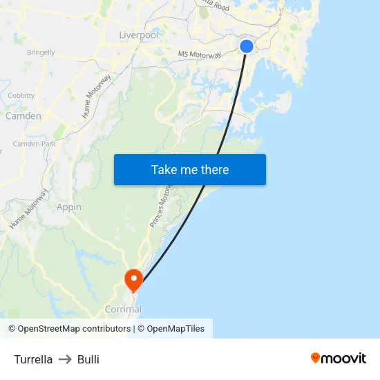 Turrella to Bulli map
