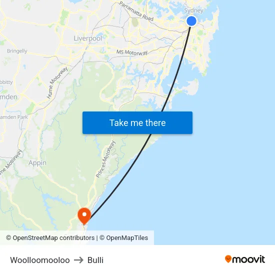 Woolloomooloo to Bulli map