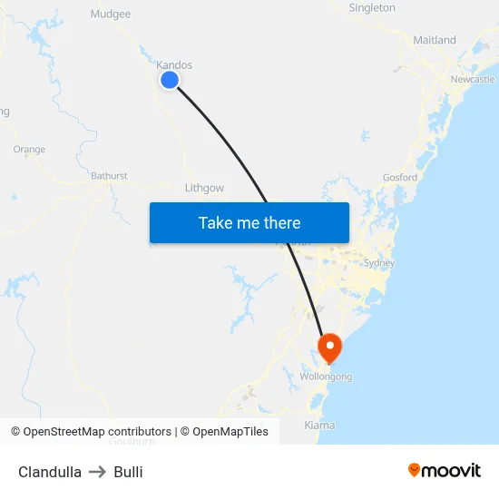 Clandulla to Bulli map