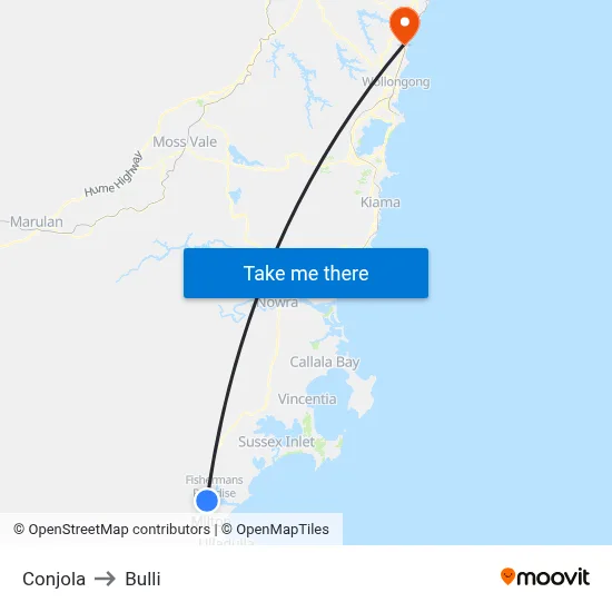 Conjola to Bulli map