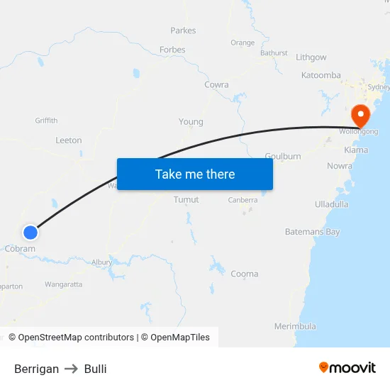 Berrigan to Bulli map