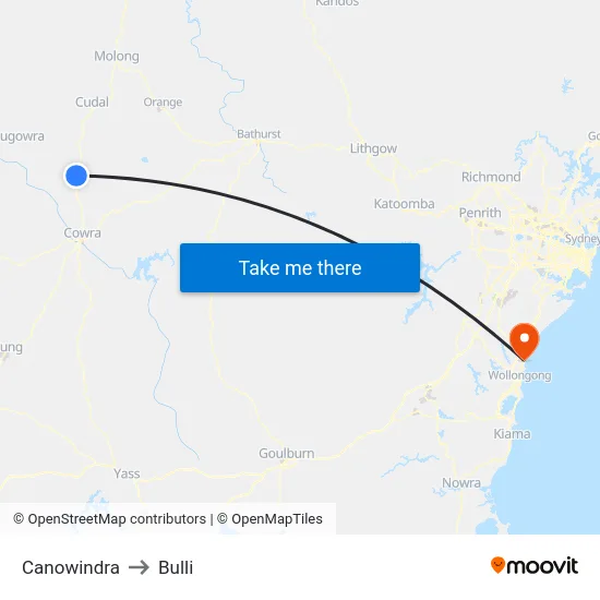 Canowindra to Bulli map