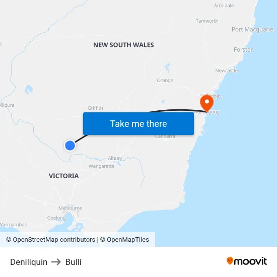Deniliquin to Bulli map