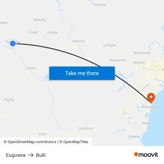 Eugowra to Bulli map