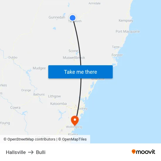 Hallsville to Bulli map