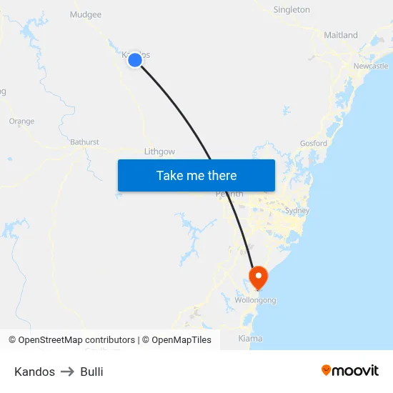 Kandos to Bulli map
