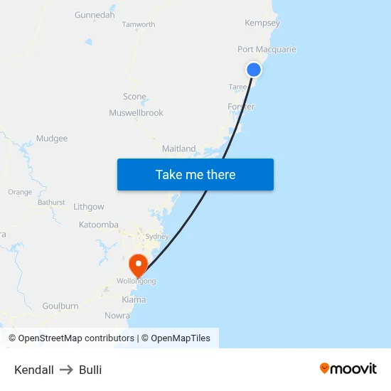 Kendall to Bulli map