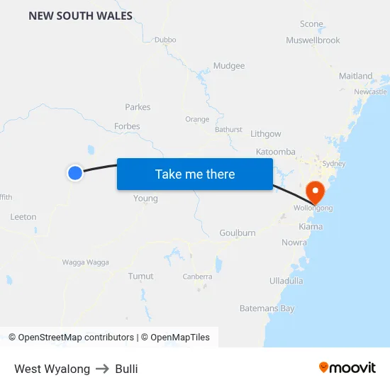 West Wyalong to Bulli map