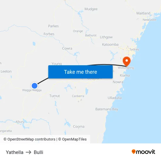 Yathella to Bulli map