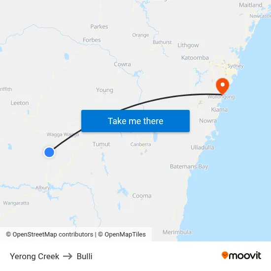 Yerong Creek to Bulli map