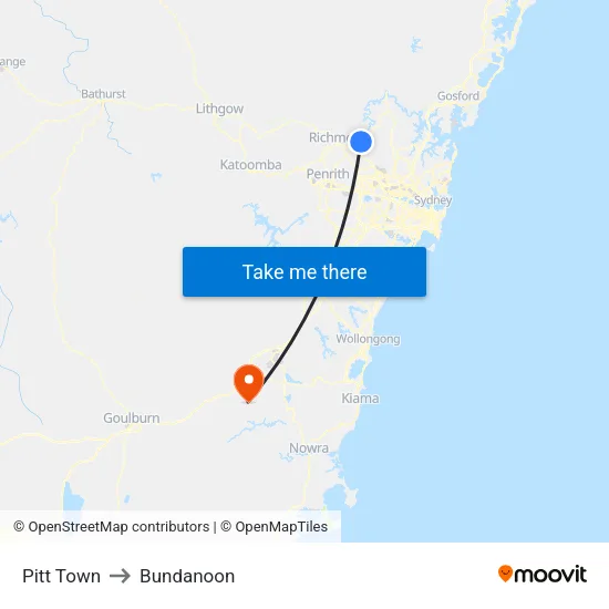 Pitt Town to Bundanoon map