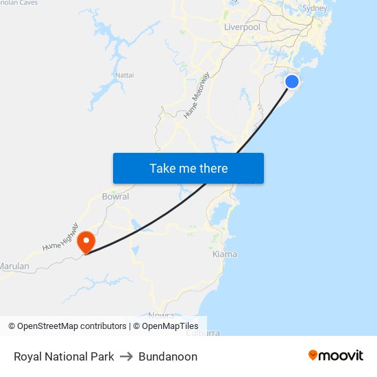 Royal National Park to Bundanoon map