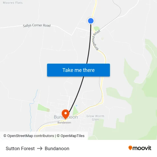 Sutton Forest to Bundanoon map