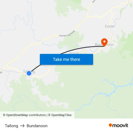 Tallong to Bundanoon map