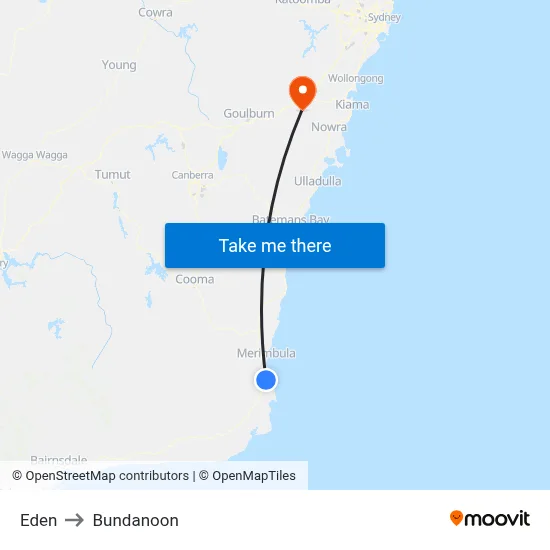 Eden to Bundanoon map
