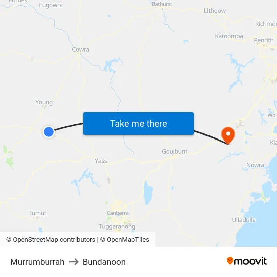 Murrumburrah to Bundanoon map