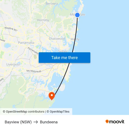 Bayview (NSW) to Bundeena map