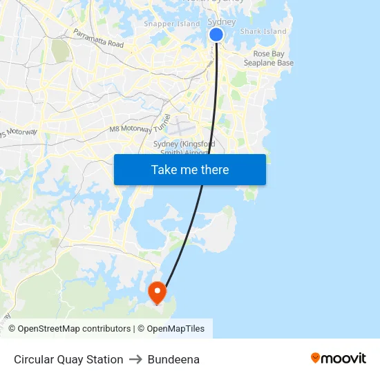Circular Quay Station to Bundeena map