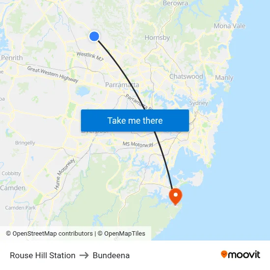 Rouse Hill Station to Bundeena map