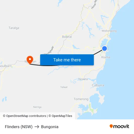 Flinders (NSW) to Bungonia map