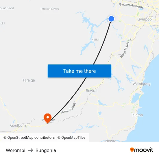 Werombi to Bungonia map