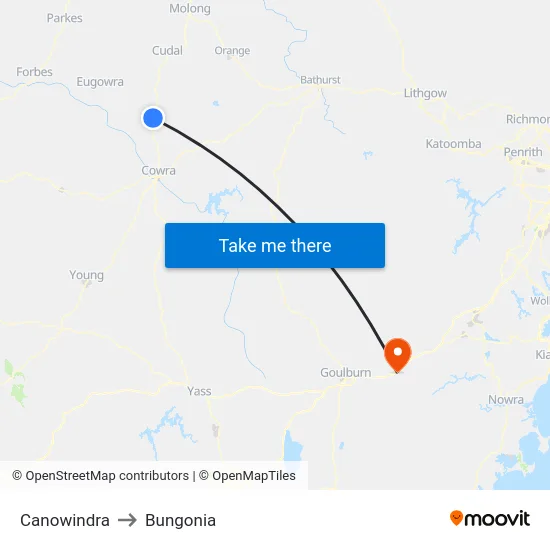 Canowindra to Bungonia map